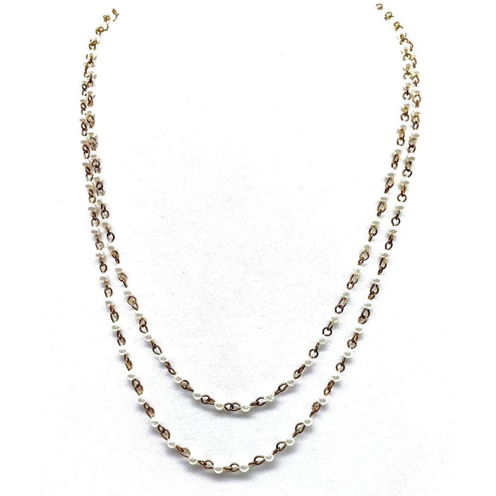 Delicate Marvella Pearl Chain Necklace, Art Deco Flapper Length Vintage Classic